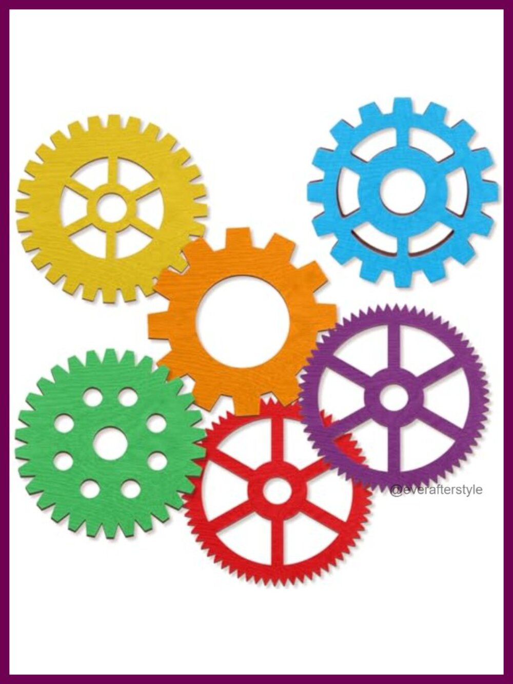 6 Pc Steampunk Wooden Gears 9.5" Large Wall Decor Set